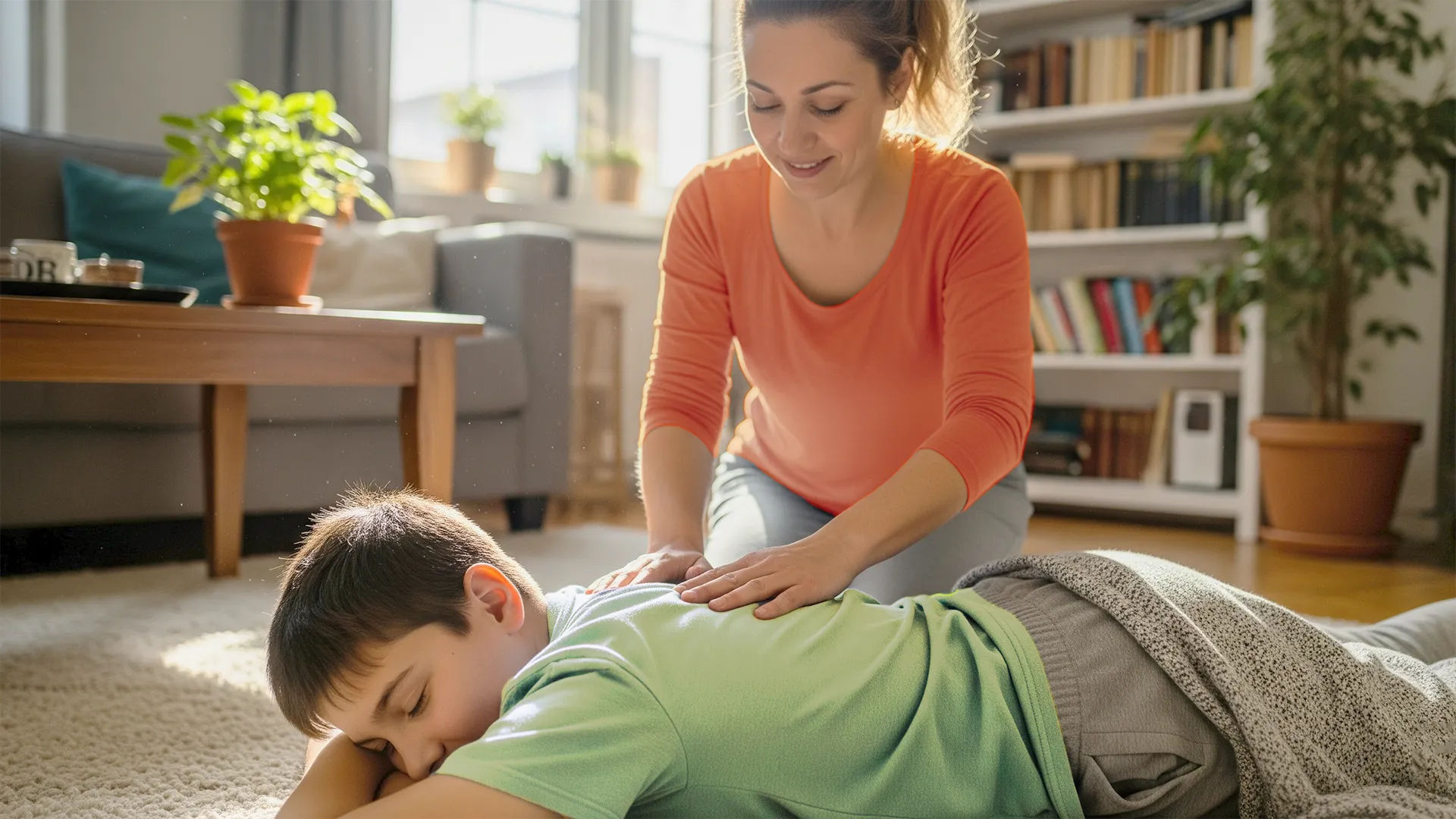 Kindermassage - SuperPowerKids Erfurt - Mutter massiert ihr Kind zuhause